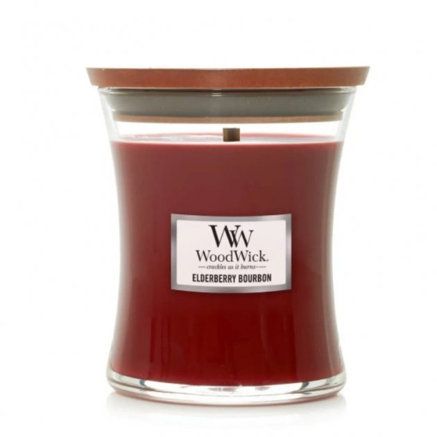 Ароматична свічка з ароматом бурбона, фруктів, деревини Woodwick Medium Elderberry Bourbon 275 г Ароматична свічка з ароматом бурбона, фруктів, деревини Woodwick Medium Elderberry Bourbon 275 г